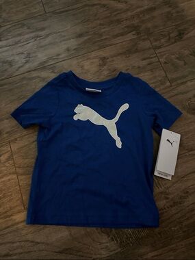 Puma Blue Tee with White Leaping Cat Logo